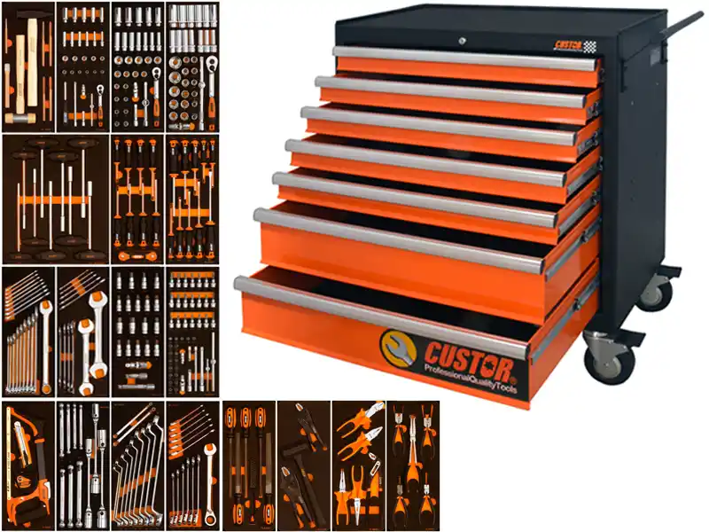 7-DRAWER TROLLEY (TB-99007A) + 292 pcs TOOL SETS (5-DRAWERS)